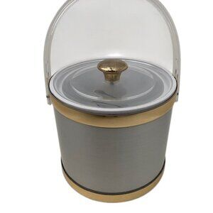 VINTAGE Culver Brushed Silver and Gold Acrylic Barware Ice Bucket